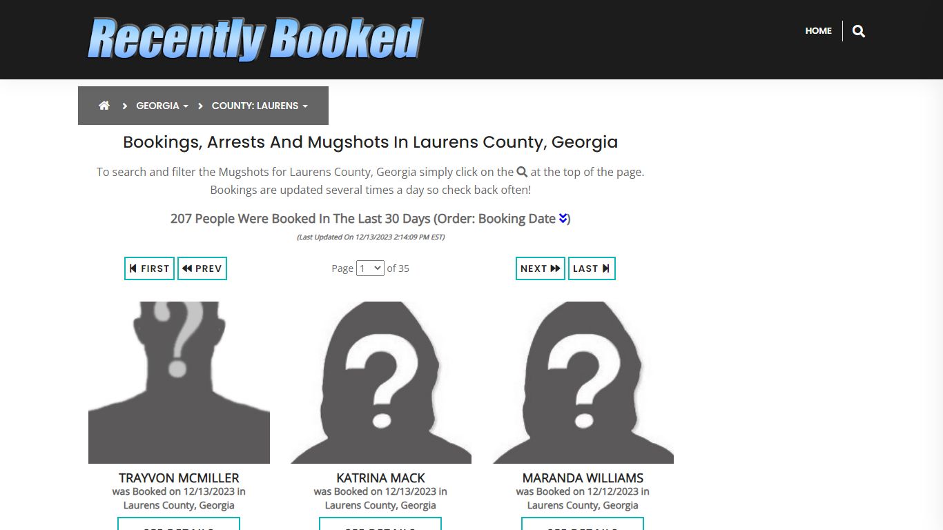 Recent bookings, Arrests, Mugshots in Laurens County, Georgia